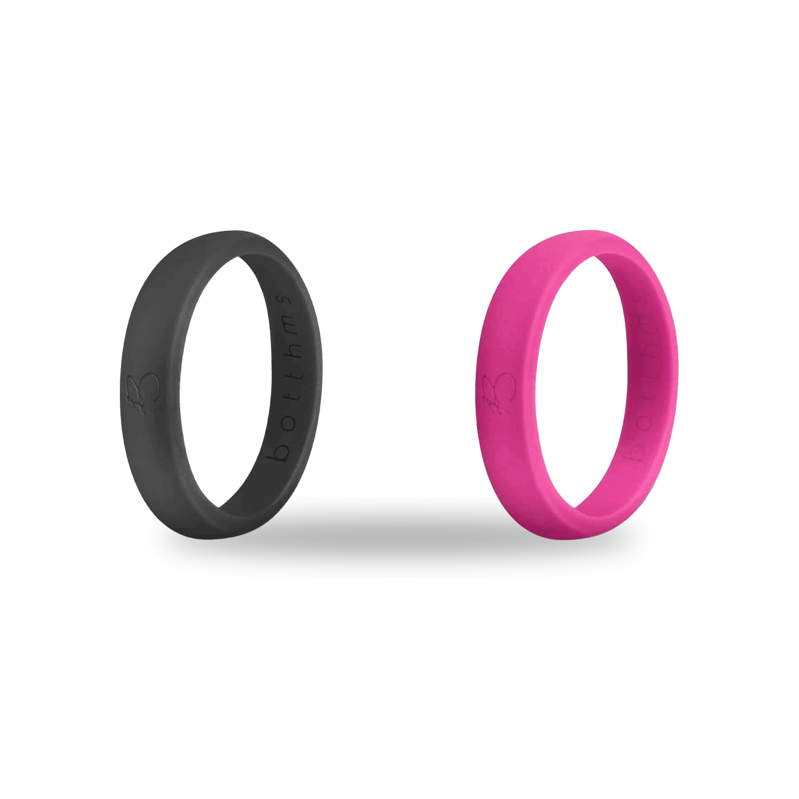 botthms ladies double set silicone ring black pink