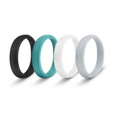 botthms botthms Ladies Silicone Rings Combo Pack - 4 white/grey/black/teal Silicone Rings
