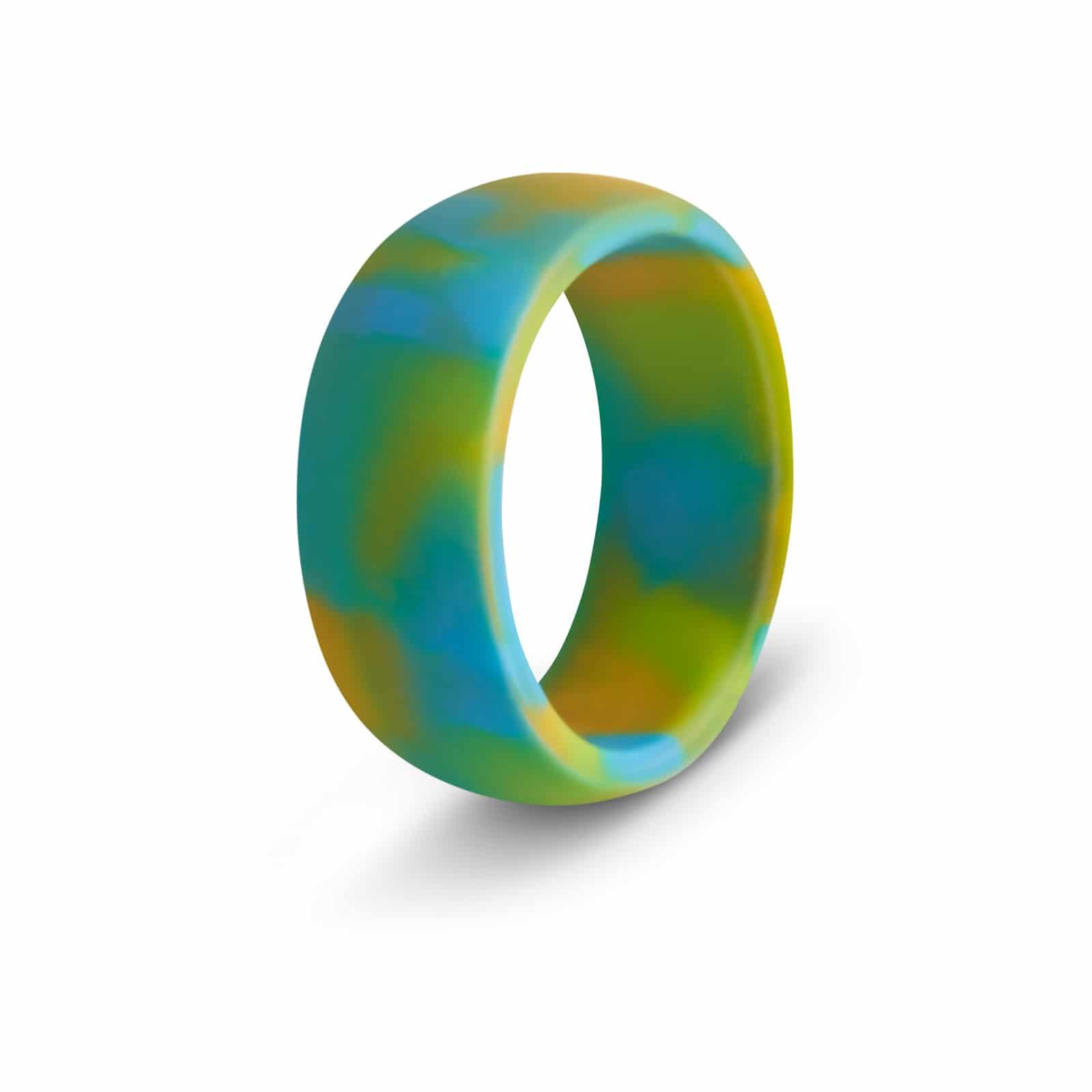 BOTTHMS Ocean Flow Silicone Ring in Yellow & Turquoise - Men's Wedding Band