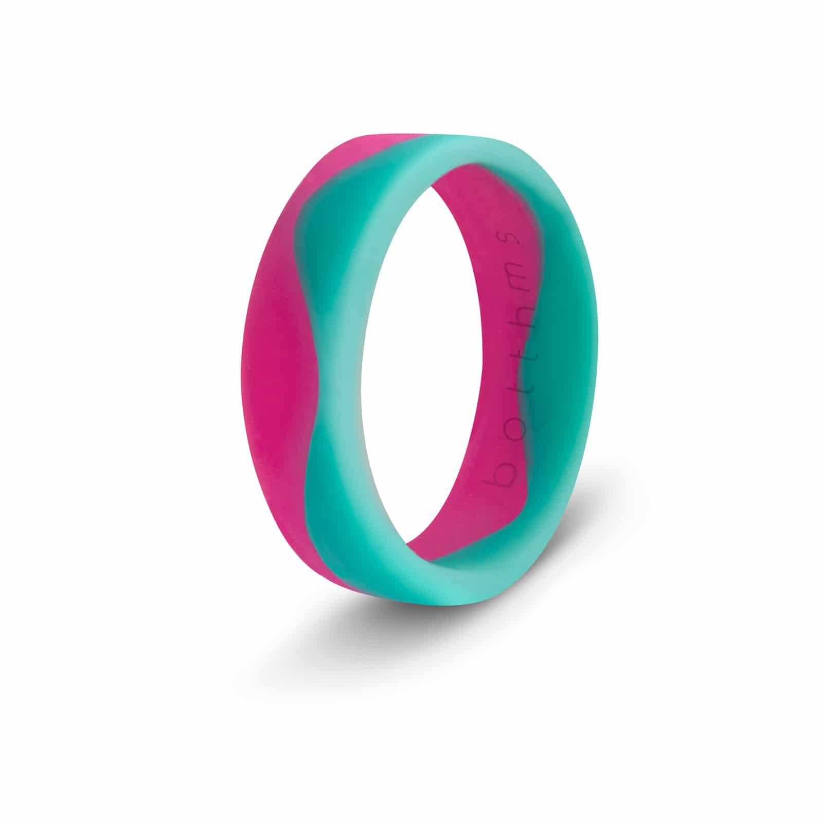 botthms botthms Pink & Teal Ladies Flow Silicone Ring Silicone Rings