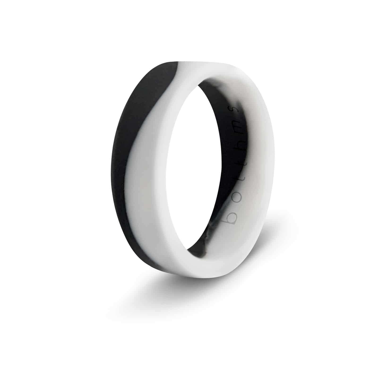 BOTTHMS White & Black Ladies Flow Silicone Ring - Women's Wedding Band