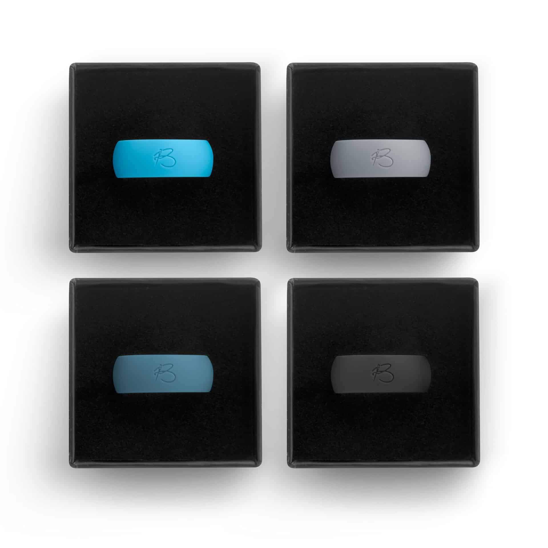 botthms botthms Silicone Rings Combo Pack 4 - Black, white, teal & turquoise Silicone Rings