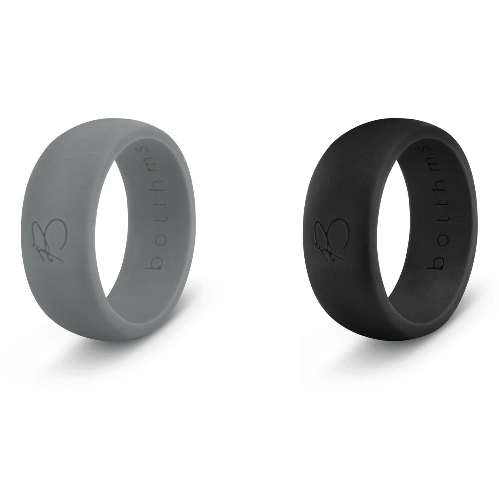 botthms botthms Double Set  - Black/Charcoal Silicon Ring Silicone Rings