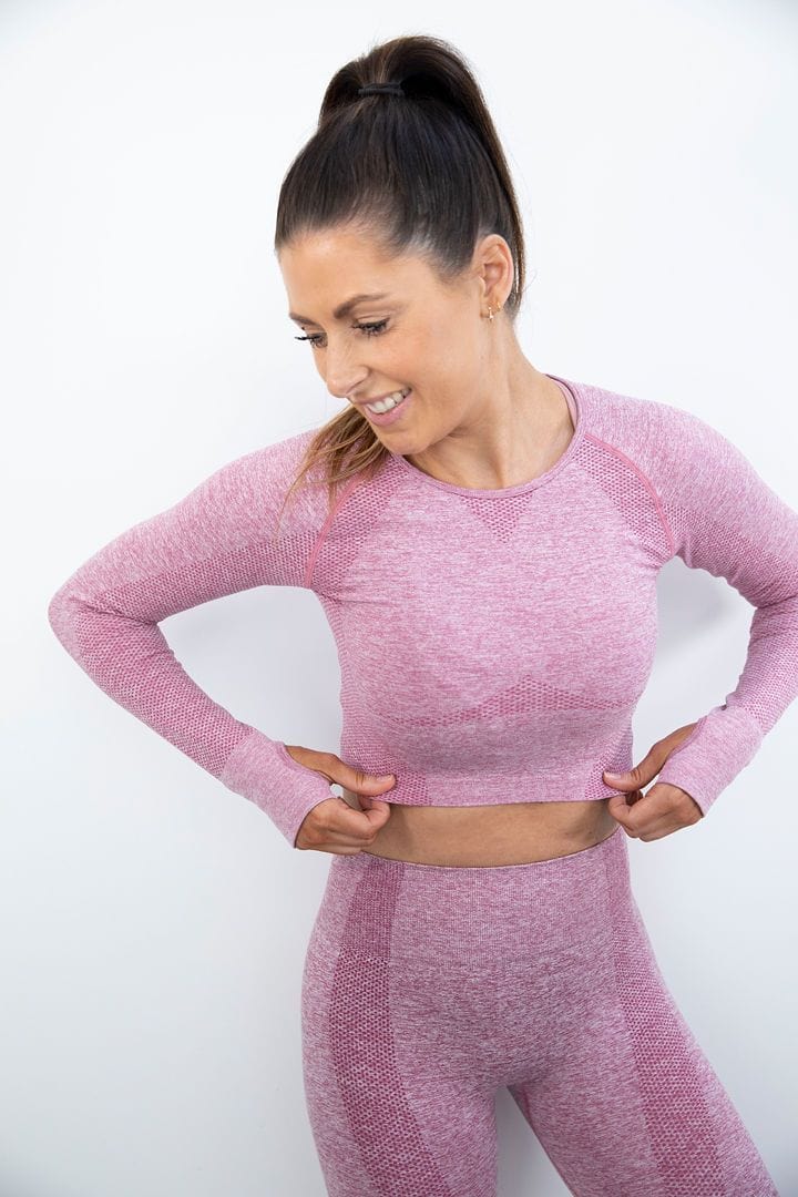 botthms botthms Seamless Pink Yoga Set Yoga Sets