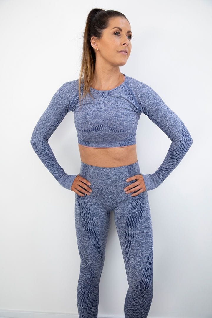 botthms botthms Seamless Blue Yoga Set Yoga Sets