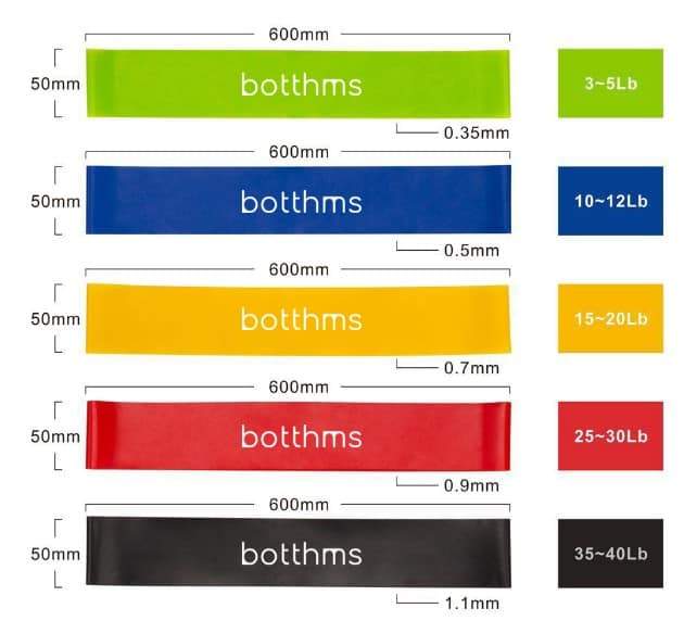 botthms botthms Hip Resistance bands - Set of 5 Resistance Bands